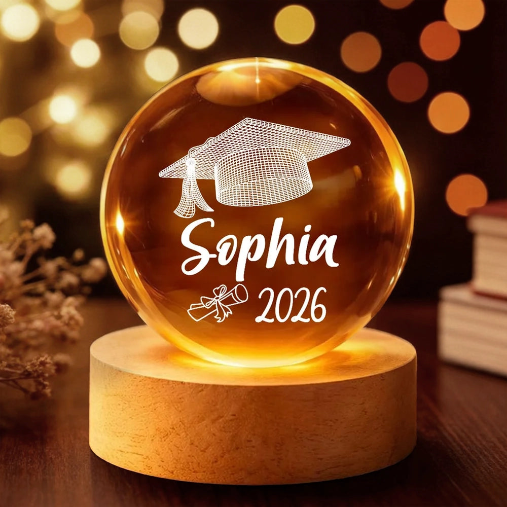 Personalized Graduation Crystal Ball Lamp for Graduates - Class of 2026 Gift Lamp MagicInPrints