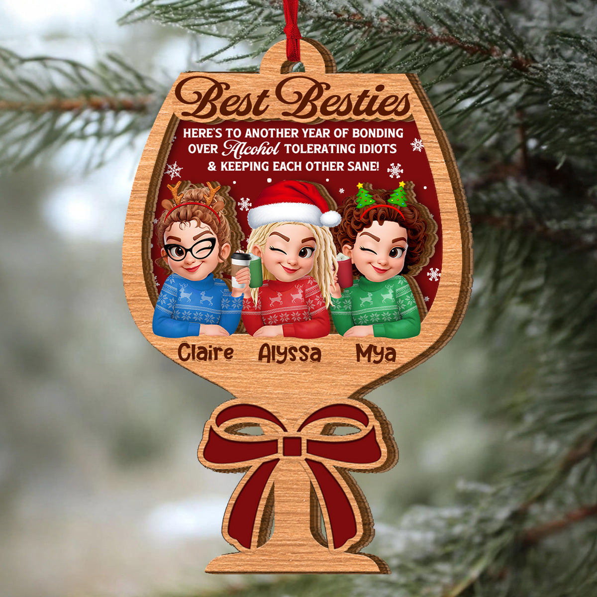 Personalized Best Friends Christmas Ornament for Women - Funny Holiday Gift Ornament MagicInPrints