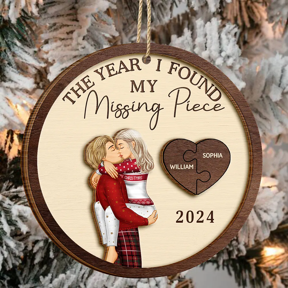 Personalized Couple Ornament for Partners with Puzzle Heart Design - Romantic Keepsake for 2025 Ornament MagicInPrints