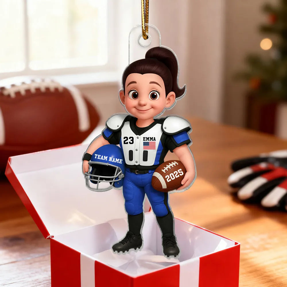 Personalized Football Player Christmas Ornament for Kids - Custom Name and Year Ornament MagicInPrints