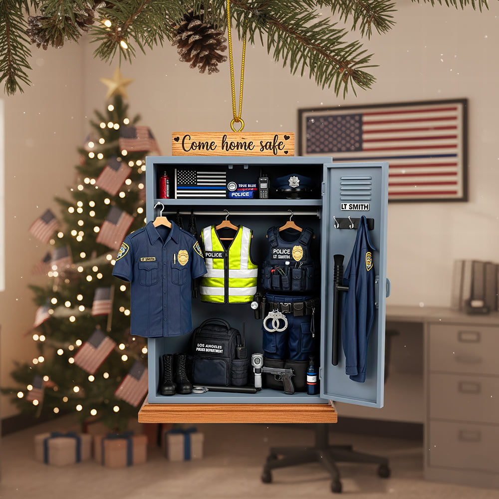 Come Home Safe - Personalized Police Locker Acrylic Ornament - Unique Christmas Gift for Officers and Their Loved Ones Ornament MagicInPrints