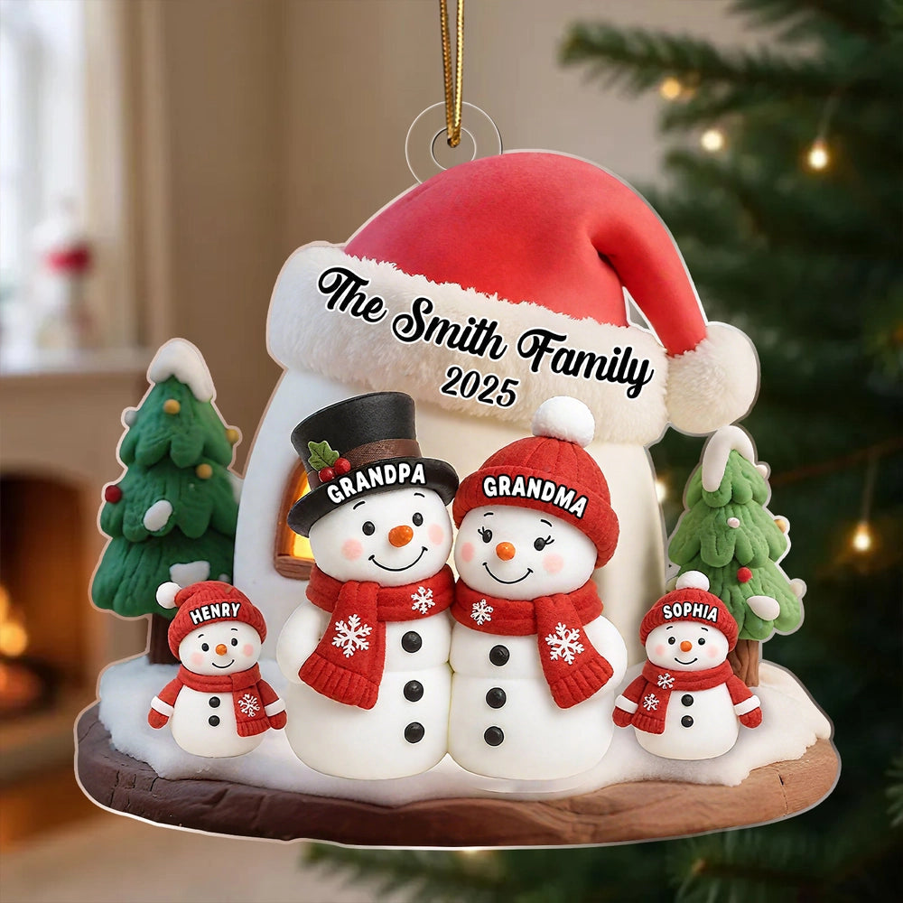 Personalized Family Snowman Christmas Ornament for Grandparents - Holiday Keepsake 2025 Ornament MagicInPrints