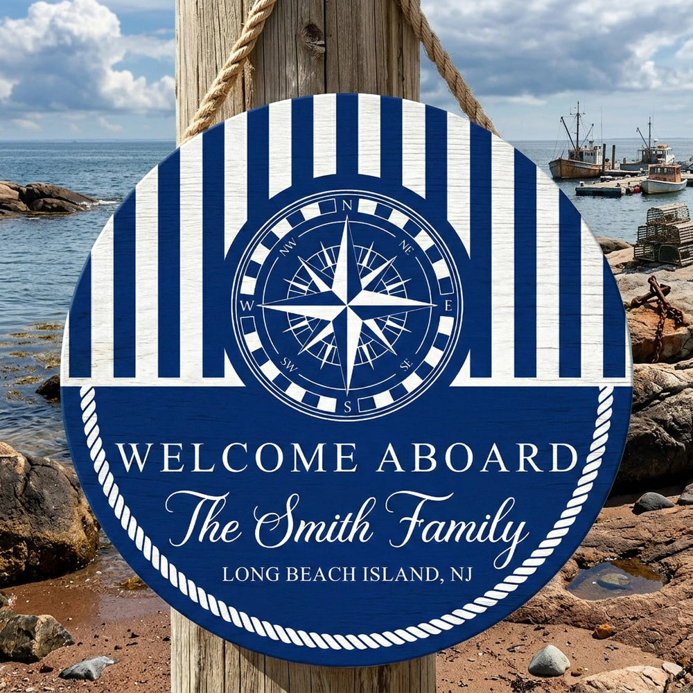 Custom Nautical Welcome Sign for Families - Personalized Home Decor Sign MagicInPrints
