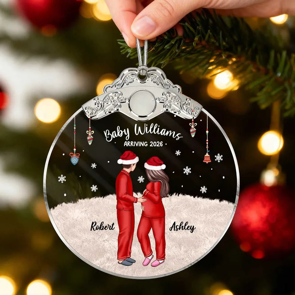 Personalized Family Christmas Ornament with Pets - Baby Announcement 2026 Ornament MagicInPrints