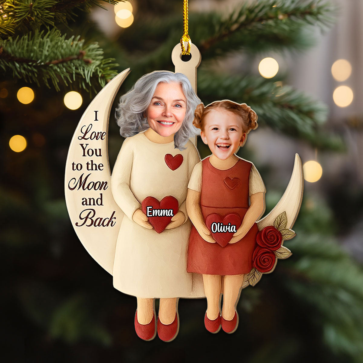 Personalized Family Ornament for Grandma and Grandchild - Heartfelt Christmas Gift Ornament MagicInPrints