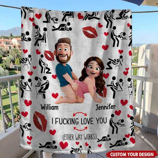 Personalized Cartoon Couple Blanket for Adults - Romantic Gift Blanket MagicInPrints