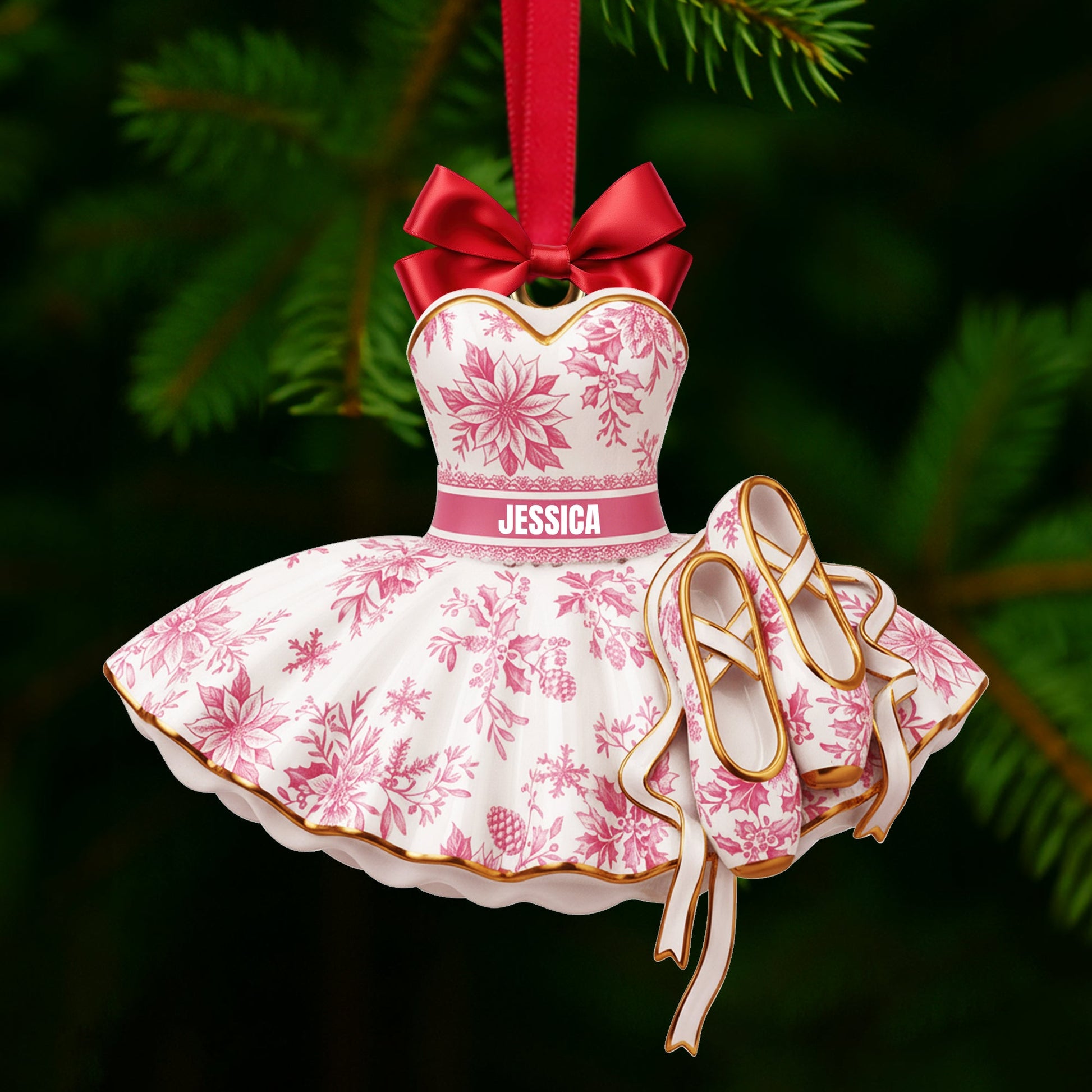 Dance of Joy - Personalized Blooming Ballet Dress Ornament Ornament MagicInPrints