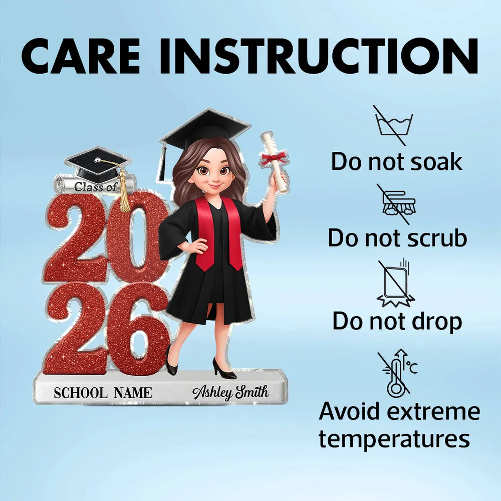 Personalized Graduation Class of 2026 Standee for Students - Custom Name and School Plaque MagicInPrints