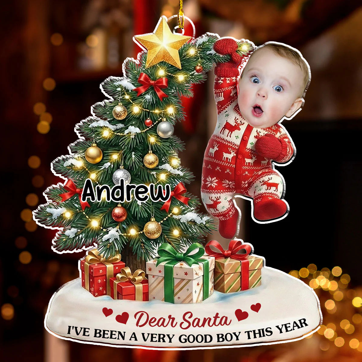 Personalized Baby Photo Christmas Ornament for Kids - Holiday Keepsake Gift Ornament MagicInPrints