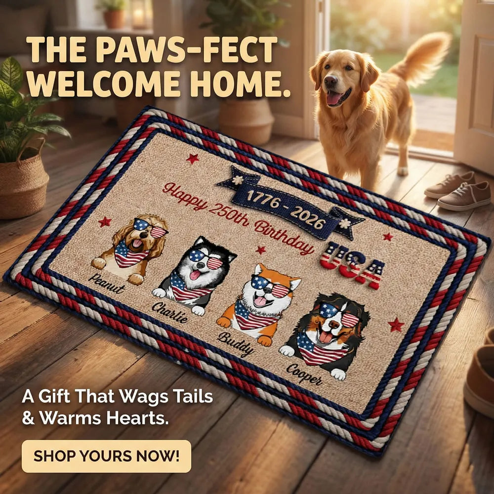 Personalized Dog Lover Doormat for USA 250th Birthday Celebration - Patriotic Home Decor Doormat MagicInPrints