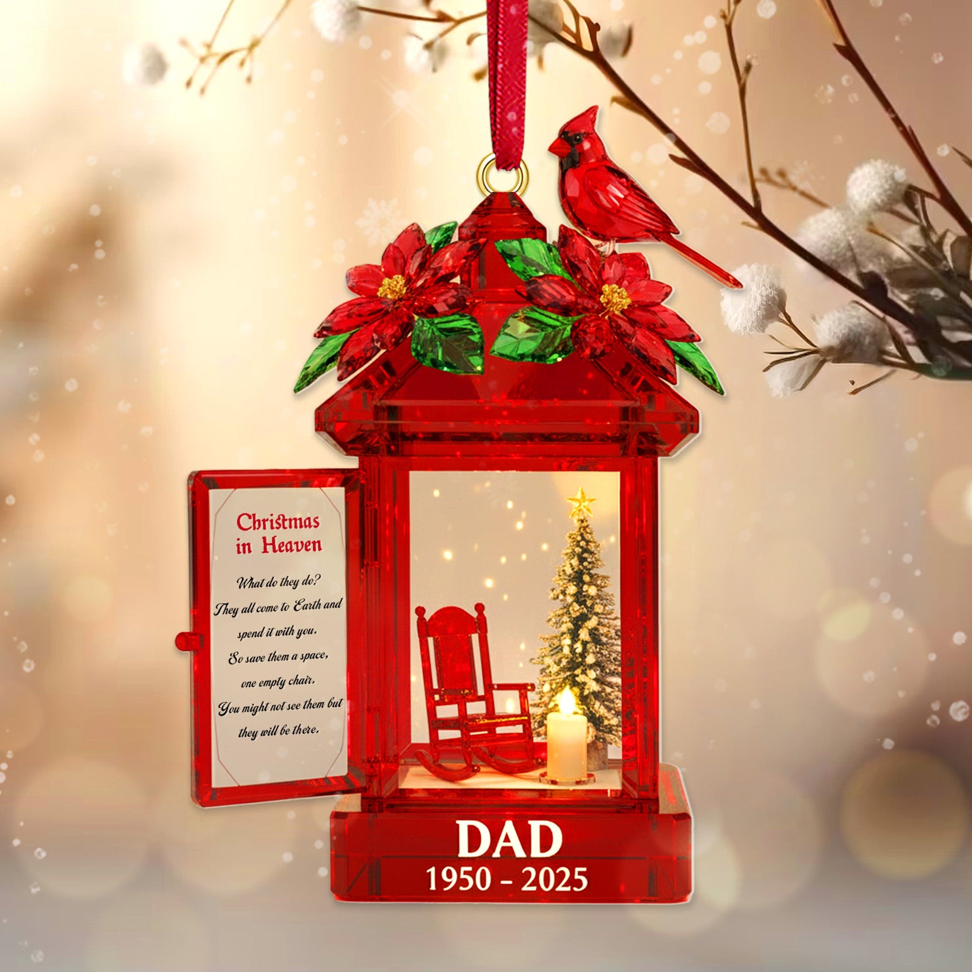 Memorial Cardinal Bird Acrylic Ornament - Personalized Gifts For Christmas Ornament Ornament MagicInPrints
