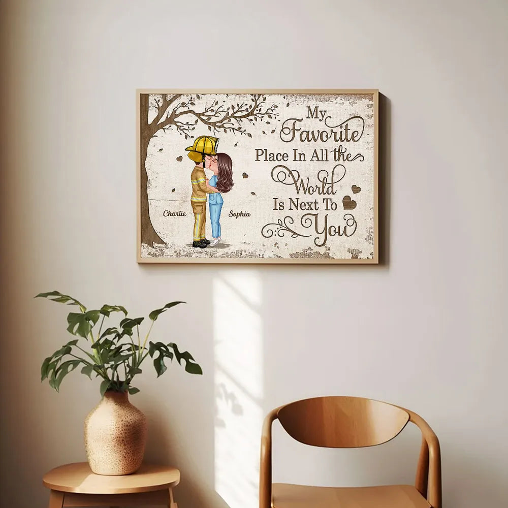 Personalized Couple Wall Art for Firefighter and Partner - Romantic Home Decor Gift Poster or Canvas MagicInPrints