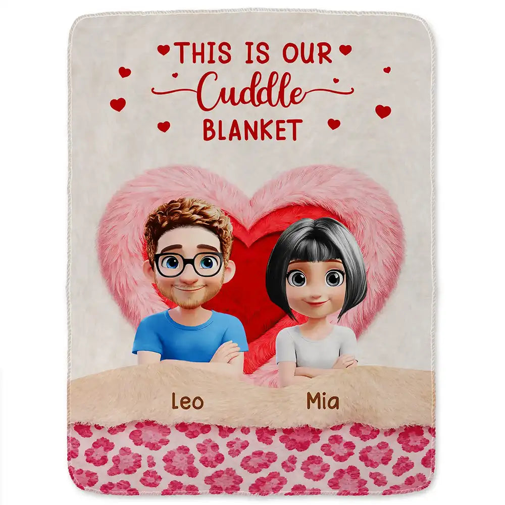 Personalized Cuddle Blanket for Couples with Cartoon Characters - Romantic Gift Blanket MagicInPrints