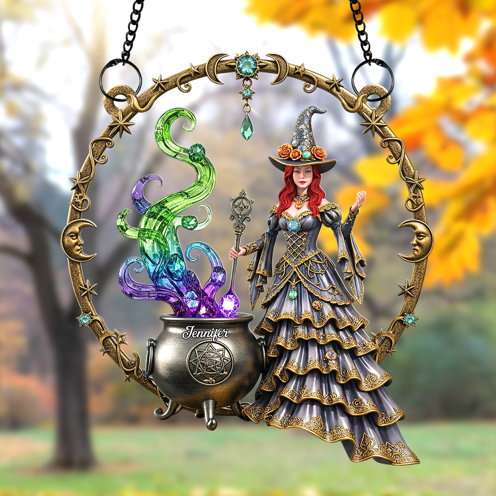 Enchanting Mystique: Mystic Witch Suncatcher Ornament – Personalized Gifts for Witch Lovers Ornament MagicInPrints