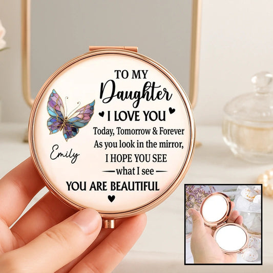 Personalized Compact Mirror for Daughter with Sentimental Message - Gift for Special Occasions Beauty Tools MagicInPrints