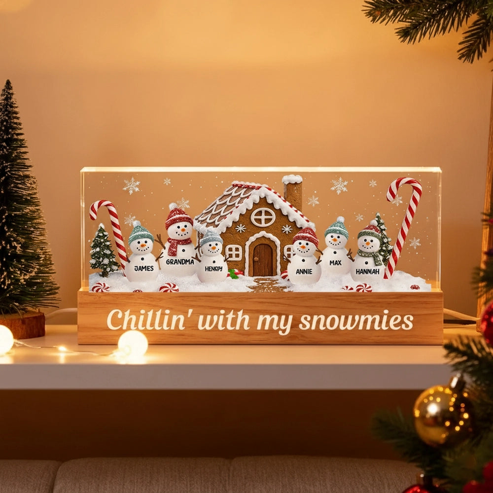 Personalized Family Snowman LED Light for Home - Holiday Decor Plaque MagicInPrints