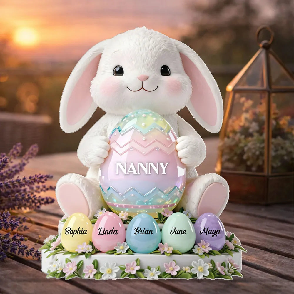 Personalized Easter Bunny Gift for Grandma - Custom Name Eggs Decoration Plaque MagicInPrints