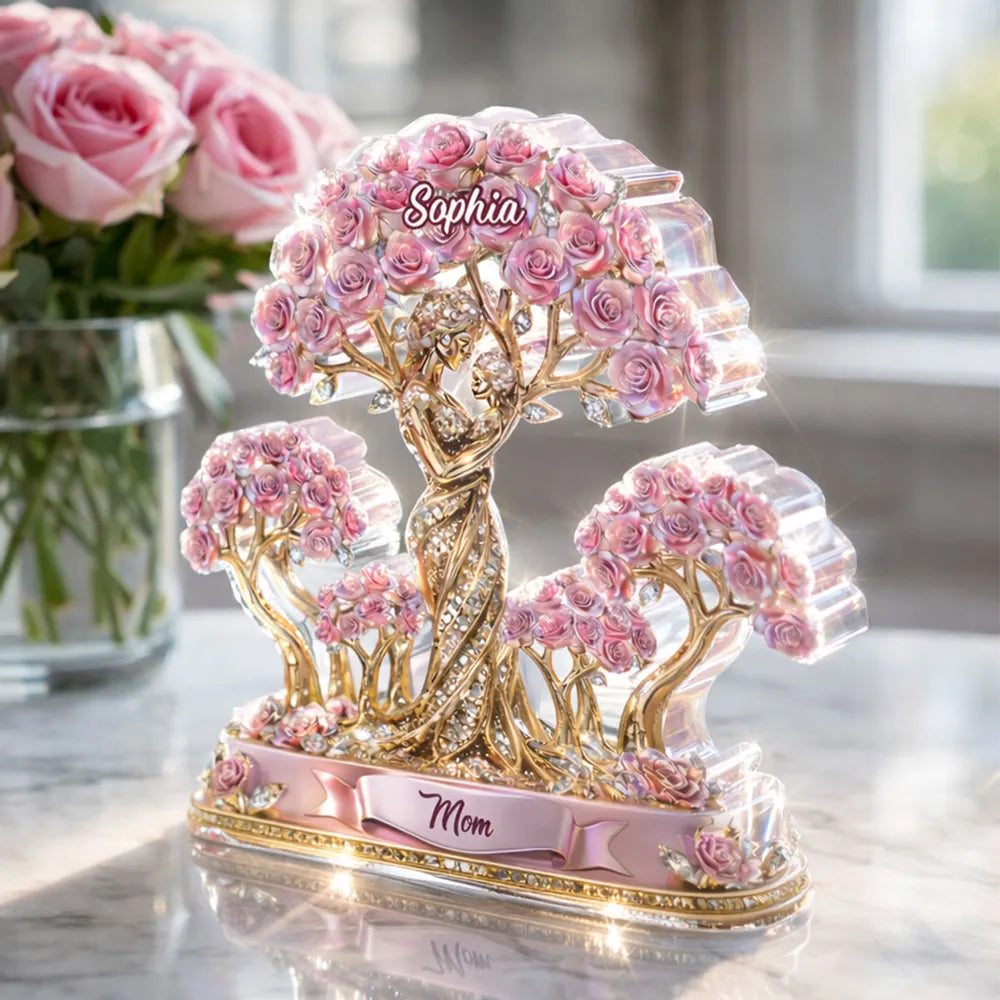 Personalized Rose Tree Sculpture for Mom - Elegant Mother's Day Gift Plaque MagicInPrints