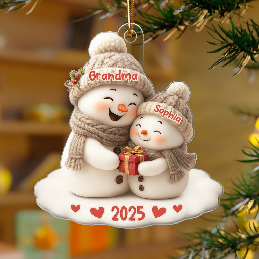 Personalized Snowman Ornament for Grandma and Child - Christmas 2025 Ornament MagicInPrints
