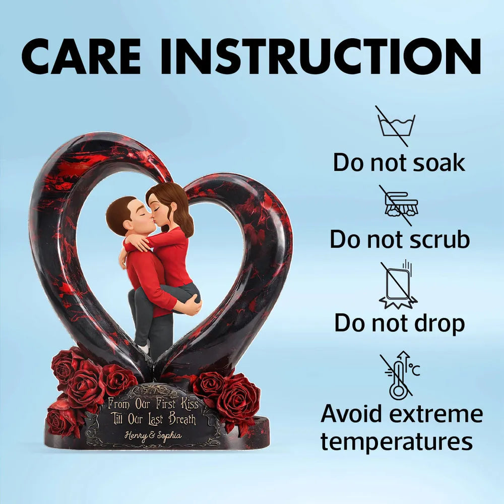 Custom Couple Heart Sculpture for Lovers with Romantic Message - Anniversary Gift Plaque MagicInPrints