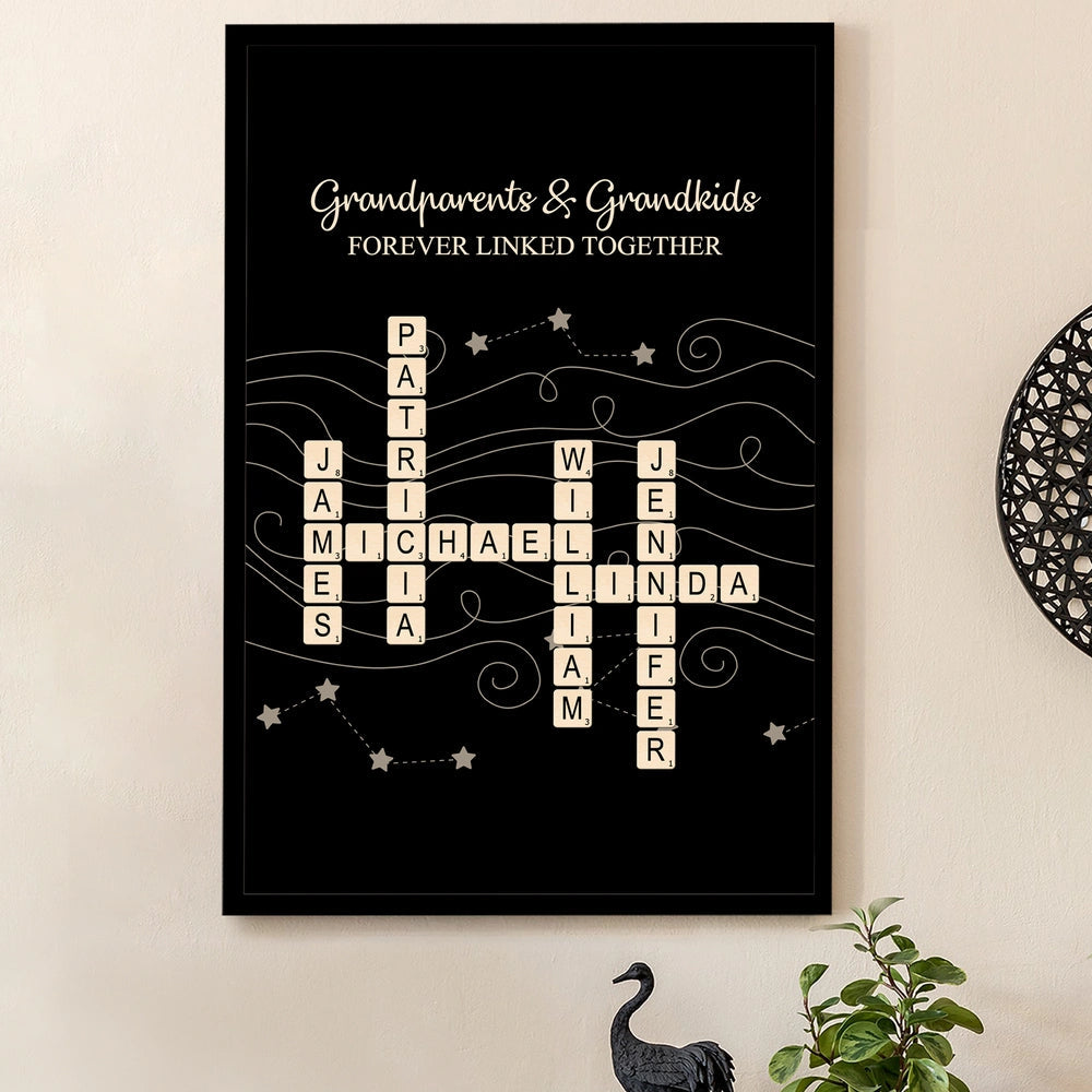 Personalized Family Crossword Canvas - Grandparents & Grandkids Gift Poster or Canvas MagicInPrints