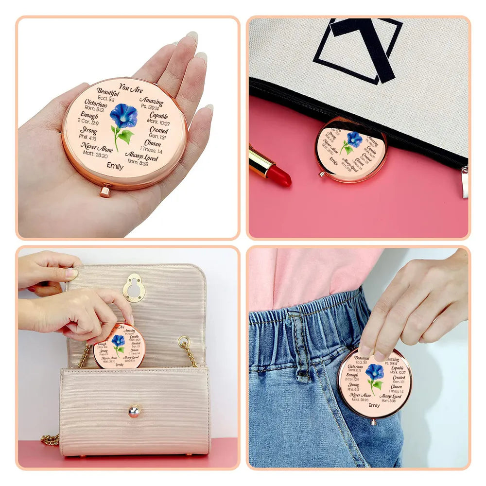 Personalized Compact Mirror for Women - Inspirational Bible Verses Gift Beauty Tools MagicInPrints