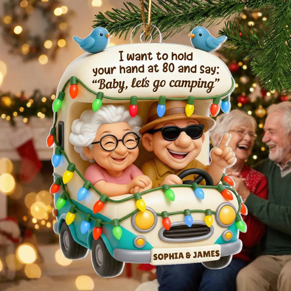 Personalized Elderly Couple Christmas Ornament - Romantic Camping Adventure Ornament MagicInPrints