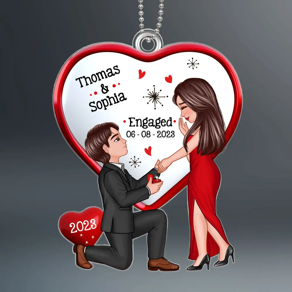 Personalized Engagement Ornament for Couples - Romantic Keepsake Gift Ornament MagicInPrints
