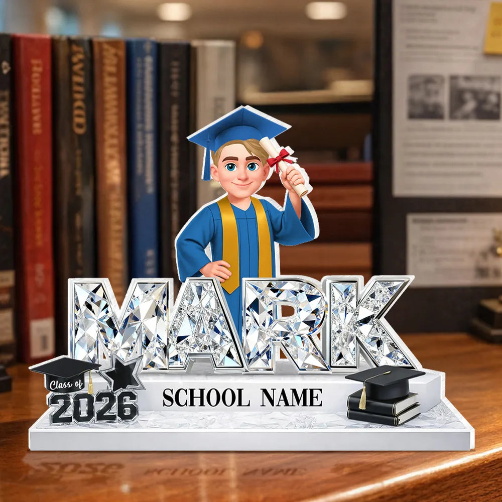 Personalized Graduation Crystal Name Plaque for Graduates - Class of 2026 Gift Plaque MagicInPrints