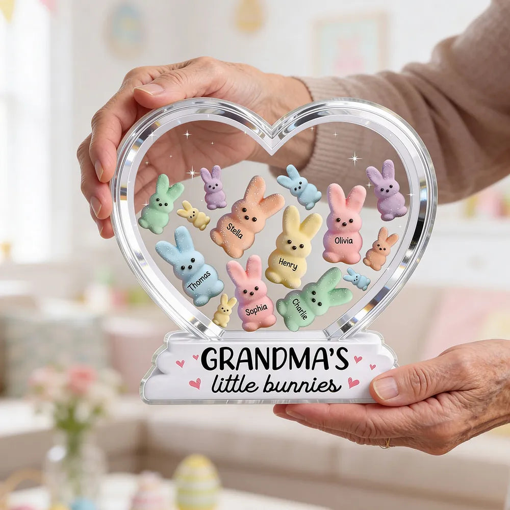 Personalized Heart-Shaped Bunny Keepsake for Grandma - Family Gift Plaque MagicInPrints
