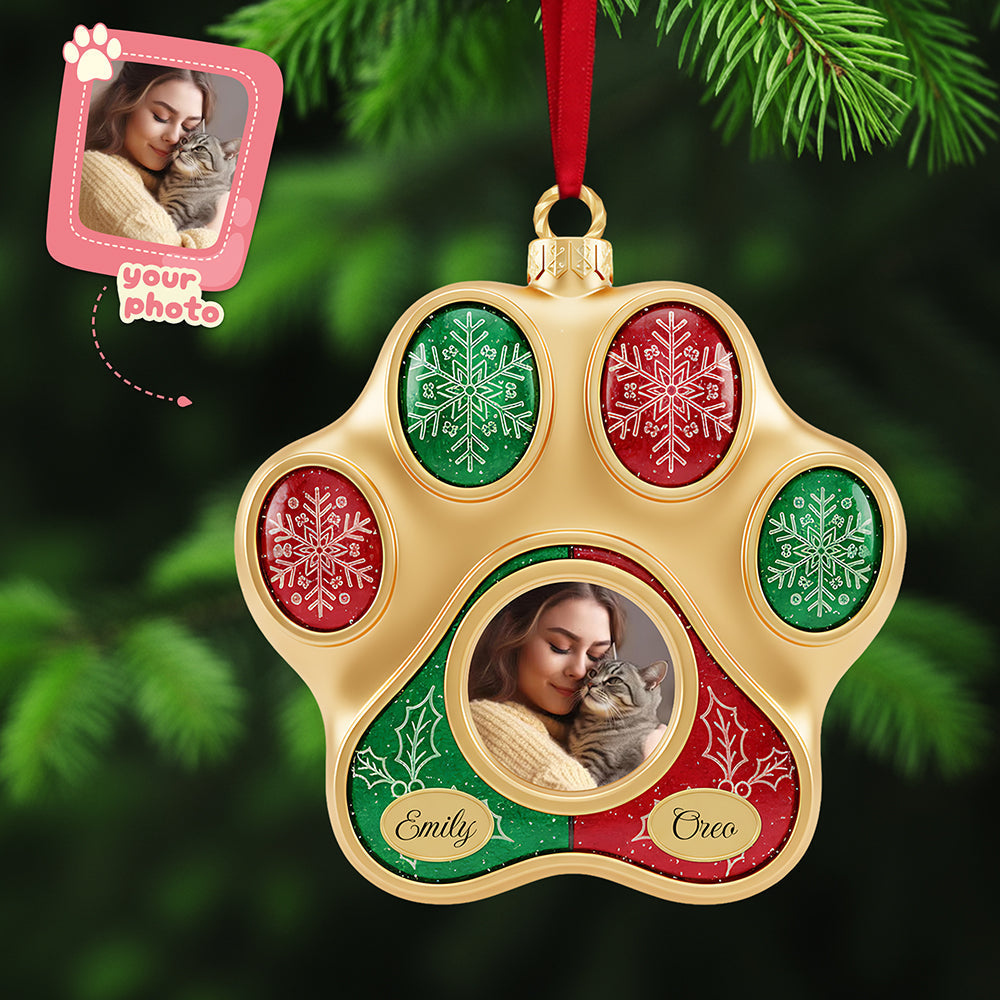 Paw-sitively Charming: Personalized Cat Paw Shape Acrylic Christmas Ornament - A Unique Gift for Cat Lovers Ornament MagicInPrints