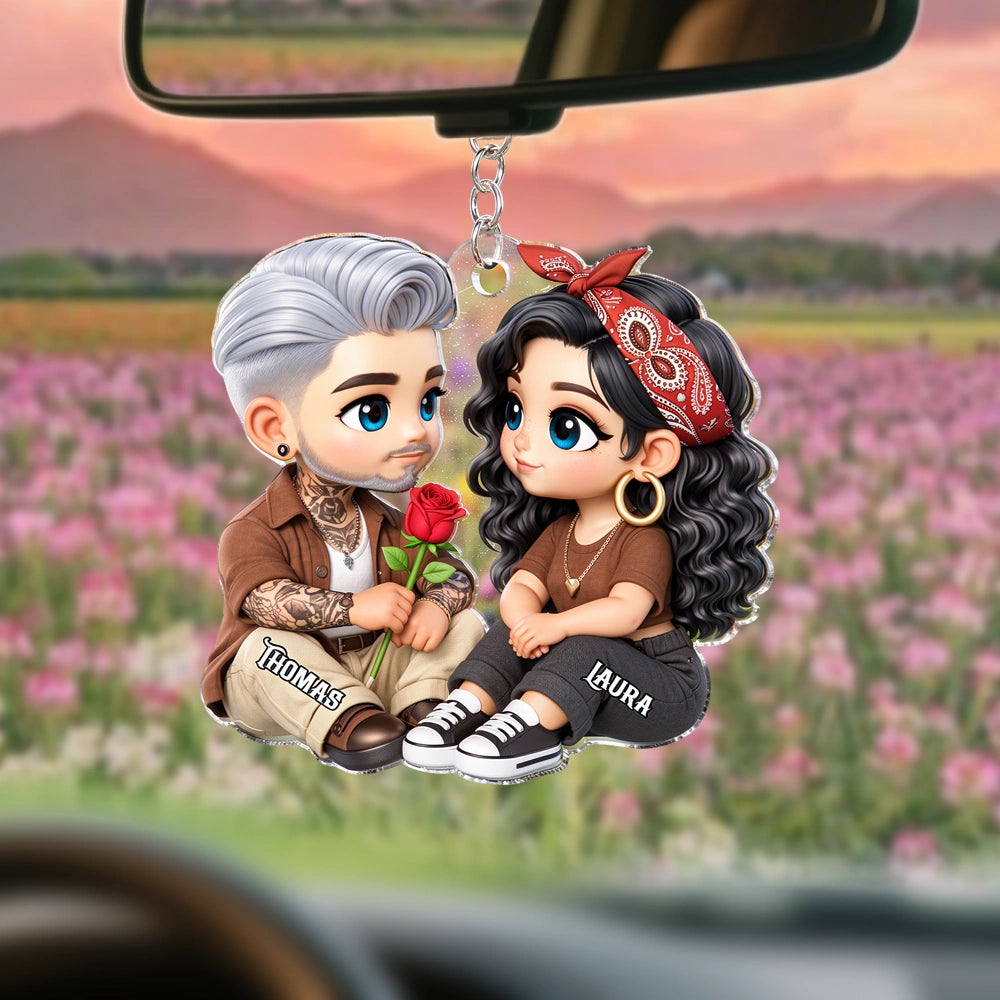 Personalized Couple Car Hanging Ornament for Romantic Gift - Custom Names Car Hanger MagicInPrints