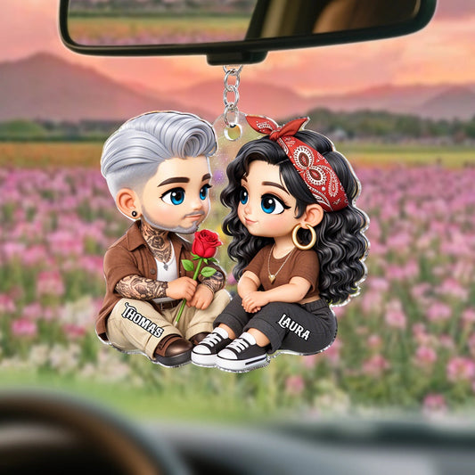 Personalized Couple Car Hanging Ornament for Romantic Gift - Custom Names Car Hanger MagicInPrints