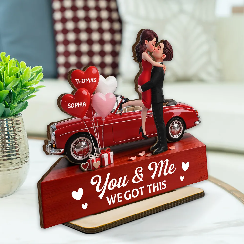 Personalized Couple Figurine Romantic Car Scene - Anniversary Gift Plaque MagicInPrints