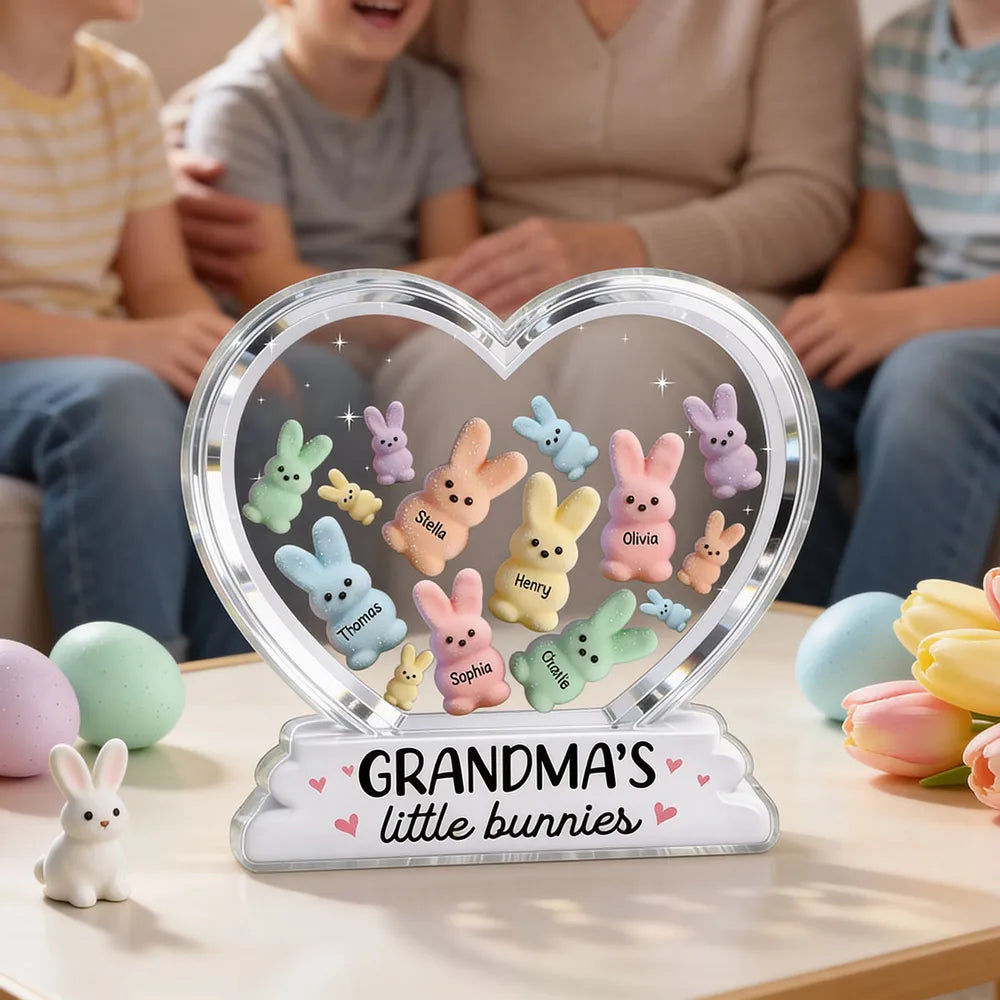 Personalized Heart-Shaped Bunny Keepsake for Grandma - Family Gift Plaque MagicInPrints