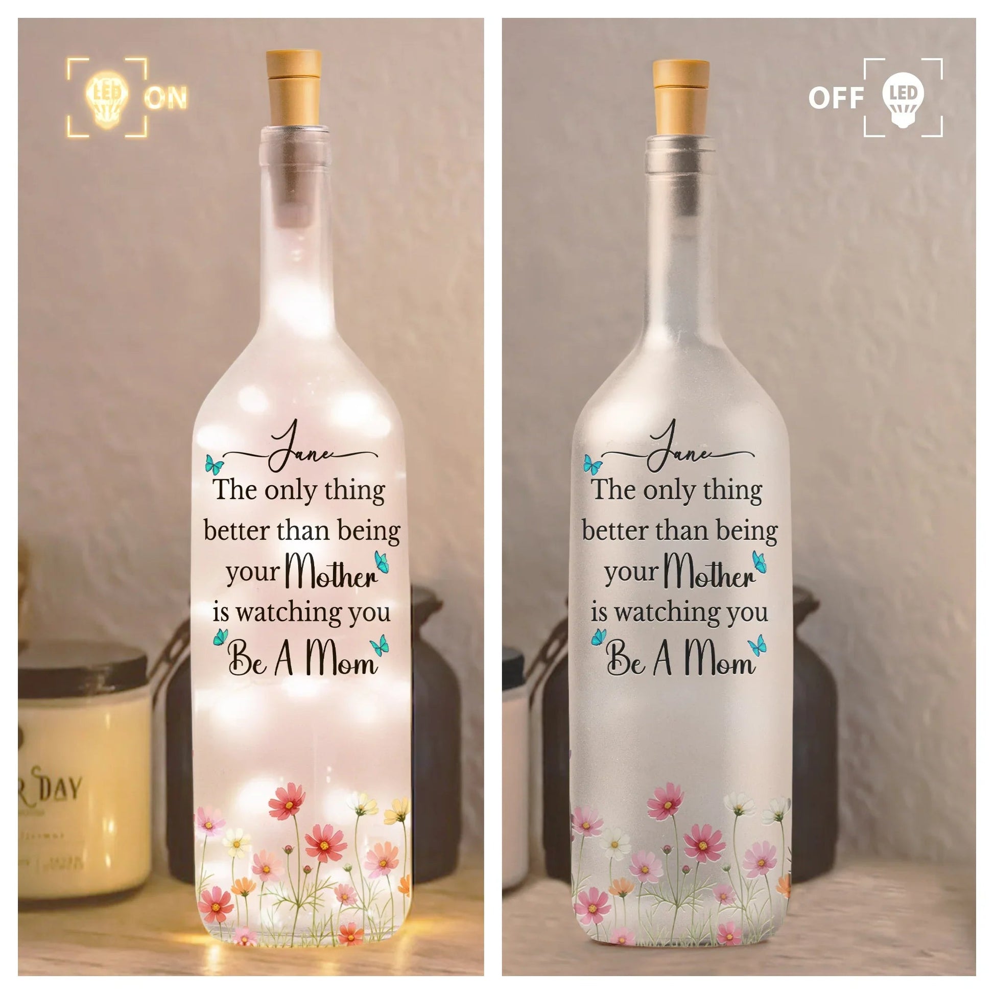 Personalized LED Wine Bottle Lamp for Mothers - Sentimental Gift for Home Decor Lamp MagicInPrints