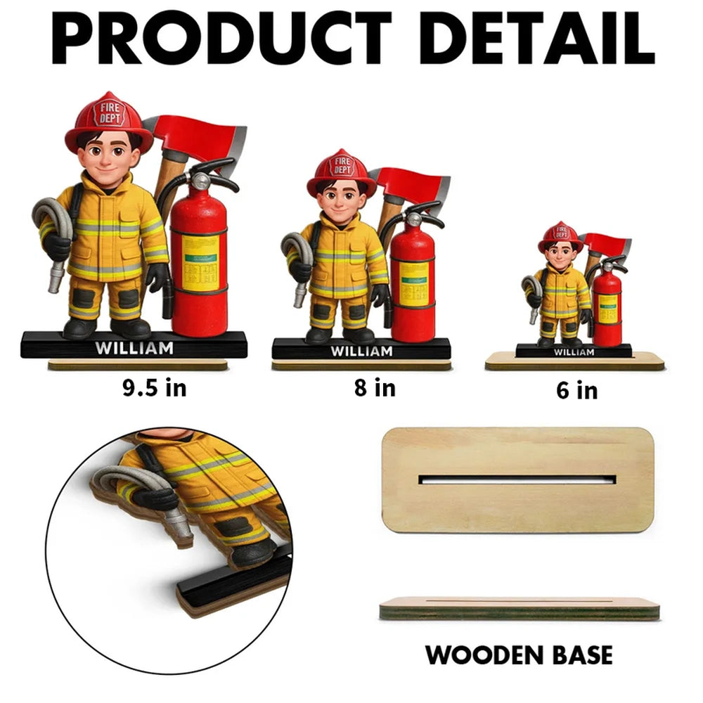 Custom Firefighter Figurine for Kids - Personalized Hero Gift Plaque MagicInPrints