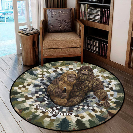 Cozy Forest Escape Round Mat – Personalized Gifts For Couple Doormat MagicInPrints