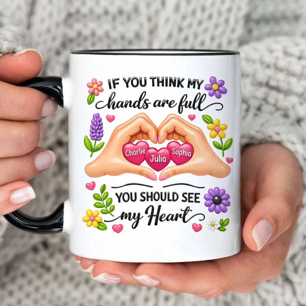 Personalized Heart Hands Mug for Parents - Sentimental Gift Cup MagicInPrints