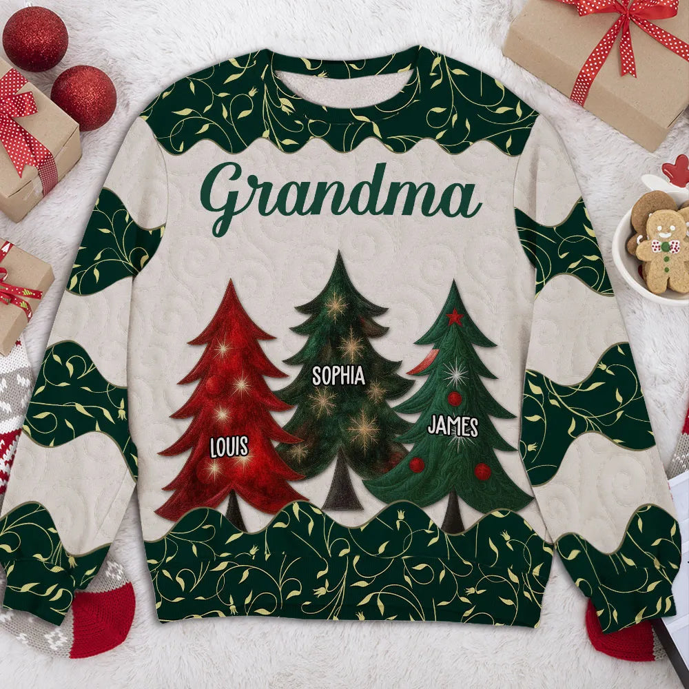 Personalized Christmas Sweater for Grandma with Family Names - Holiday Gift Cloth MagicInPrints