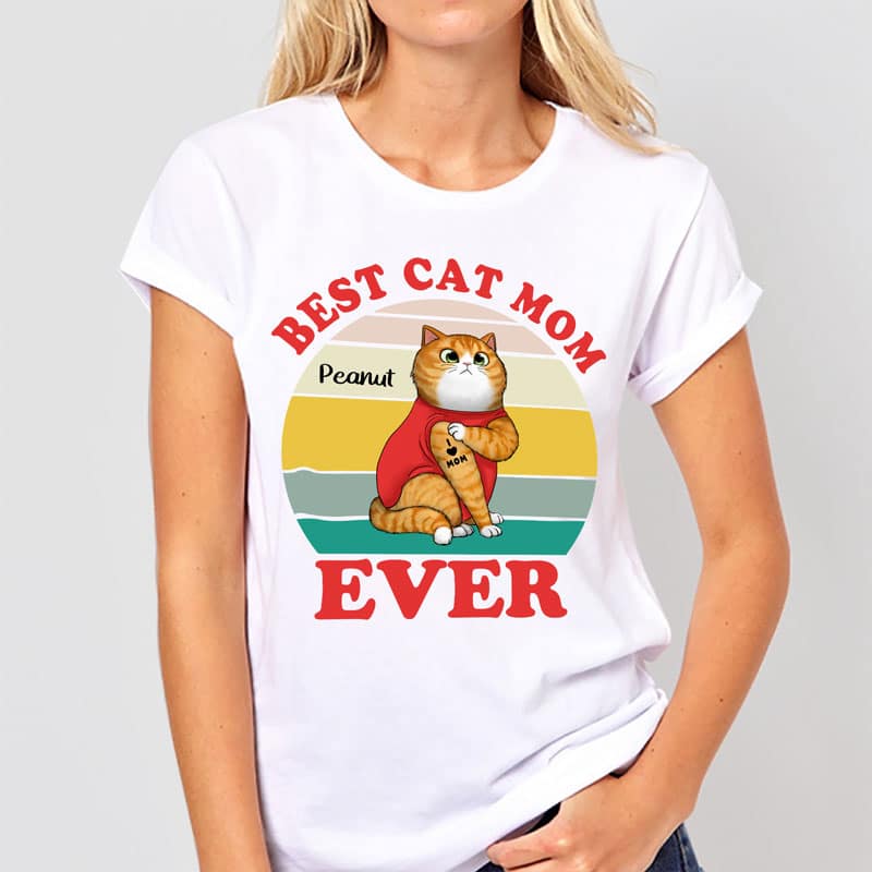 Personalized Cat Mom T-Shirt for Women - Cute Gift for Cat Lovers Cloth MagicInPrints