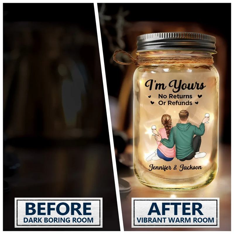 Custom LED Mason Jar for Couples with QR Code - Romantic Gift Lamp MagicInPrints
