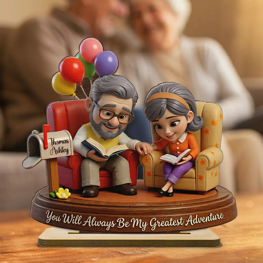 Personalized Grandparents Figurine with Books and Balloons - Sentimental Gift Plaque MagicInPrints