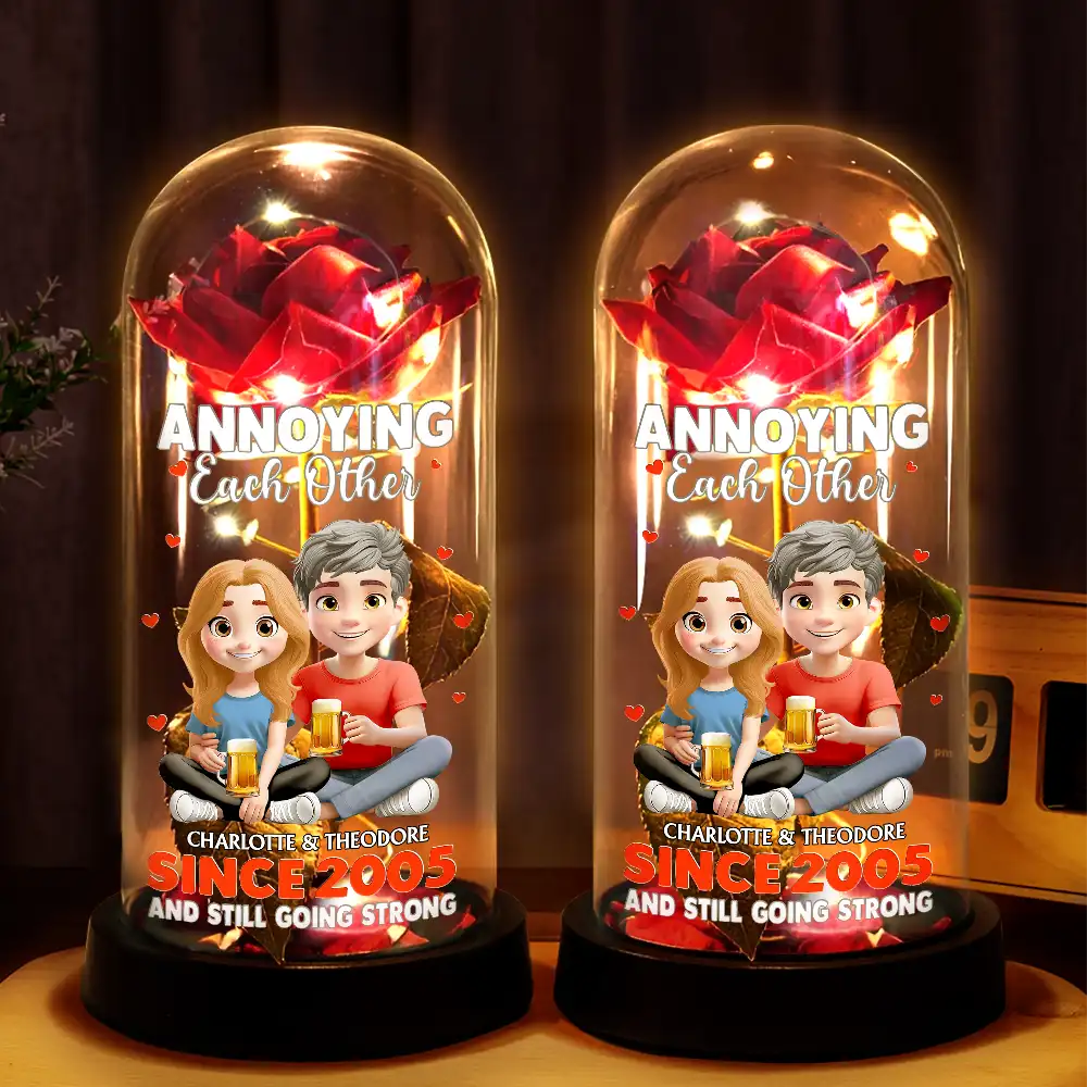 Personalized LED Rose Dome for Couples - Anniversary Gift with Custom Names Lamp MagicInPrints