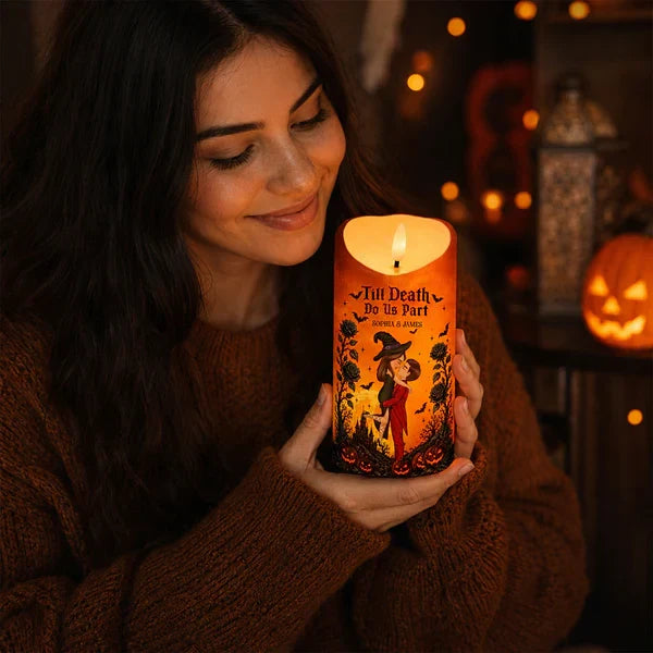 Personalized Flameless LED Candle Kissing Couple Halloween Decor Gift