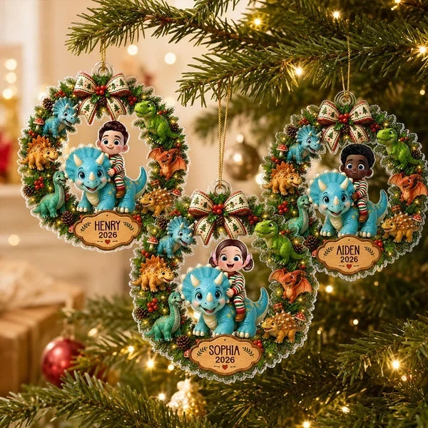 Personalized Dinosaur Acrylic Ornament Gift for Kids Christmas
