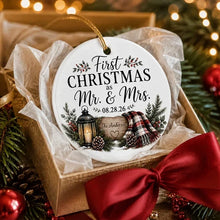 Load image into Gallery viewer, Personalized Ceramic Ornament First Christmas as Mr &amp; Mrs Couple Gift
