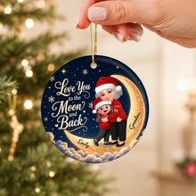 Load image into Gallery viewer, Personalized Ceramic Christmas Ornament for Grandma &amp; Granddaughter - Navy Gold Moon Gift
