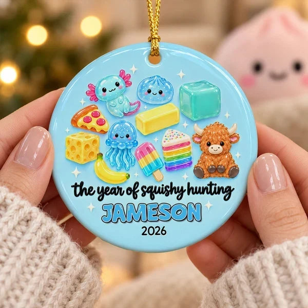 Personalized Pink Ceramic Ornament Custom Name Gift for Kids