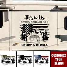 Load image into Gallery viewer, Personalized USA Flag RV Decal Custom Camper Sticker Gift for Couples
